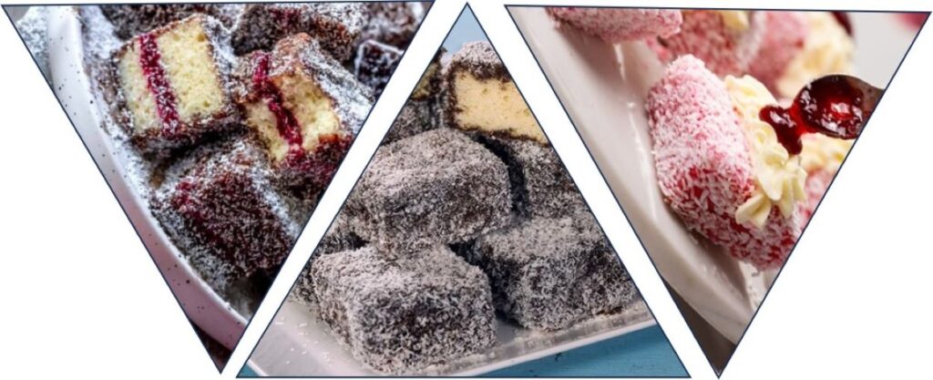 plates three different types of lamington cake